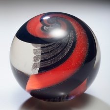 Infinity Red & Black Glass Weight